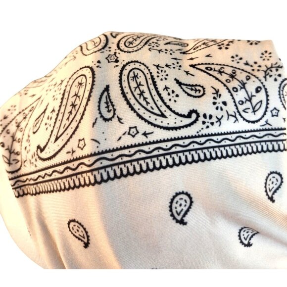 White Paisley Knit Headwrap Hairband Soft Stretchy Headband Unisex Sweatband - Picture 3 of 5